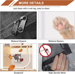 Customized Reinforced Cat Screen Door, Heavy Duty Pets Proof Screen Door with Bilateral Zipper, Prevent Dogs Cats Running Out from Home, Bedroom, Living Room, Patio Door