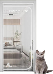 Customized Reinforced Cat Screen Door, Heavy Duty Pets Proof Screen Door with Bilateral Zipper, Prevent Dogs Cats Running Out from Home, Bedroom, Living Room, Patio Door