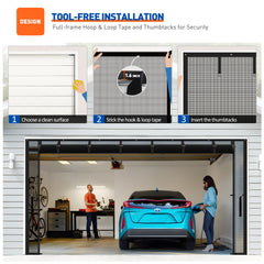 Customized Magnetic Garage Door Screen Hands Free with Roll Up Starps for Patio, Gym