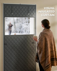 Custom Size Thermal Insulated Door Curtain Fits Any Door ,Single Piece Screen Insulation Cover with Clear Windows to Keep Warm