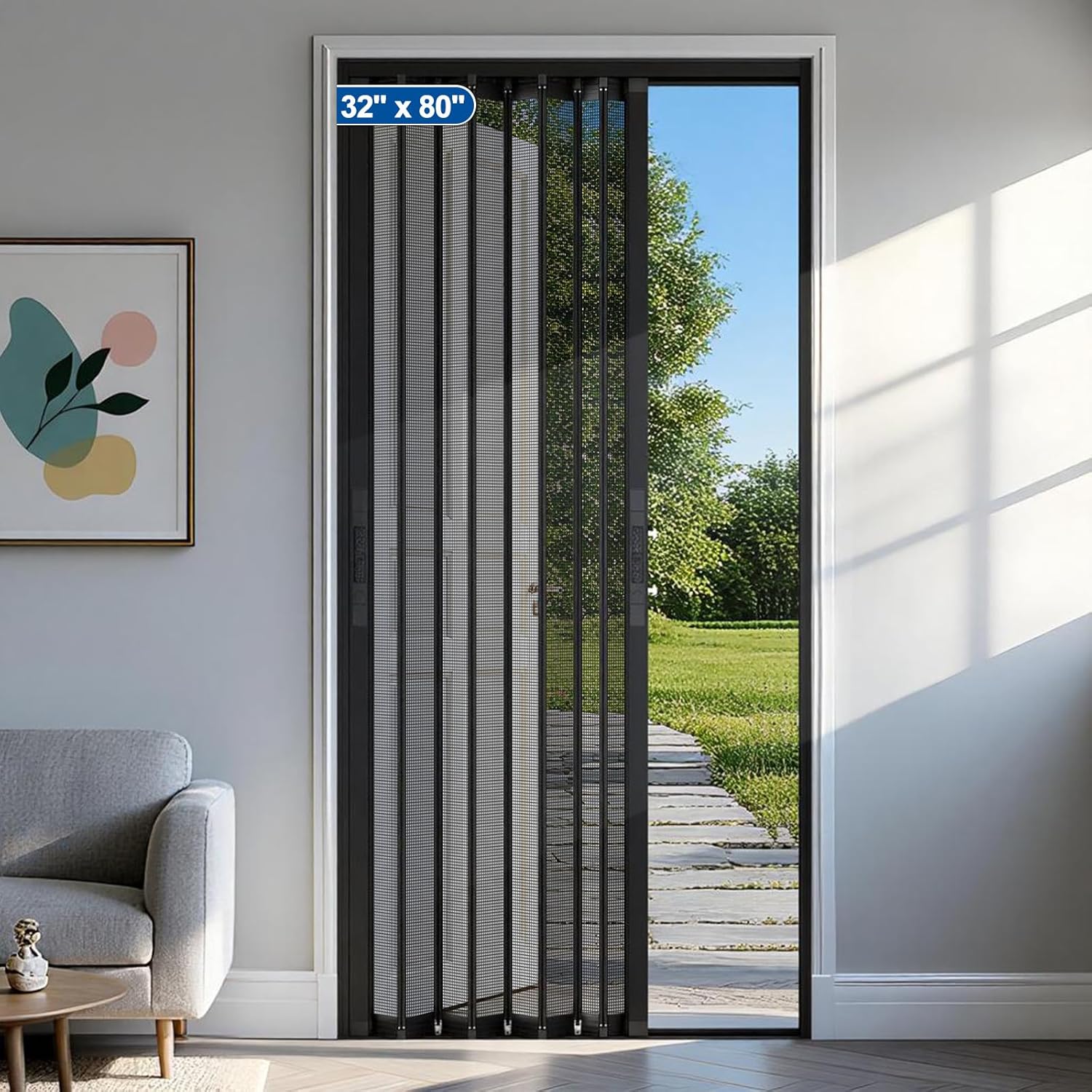 MAGZO Upgraded Aluminum Retractable Screen Door 3080 3280 3680