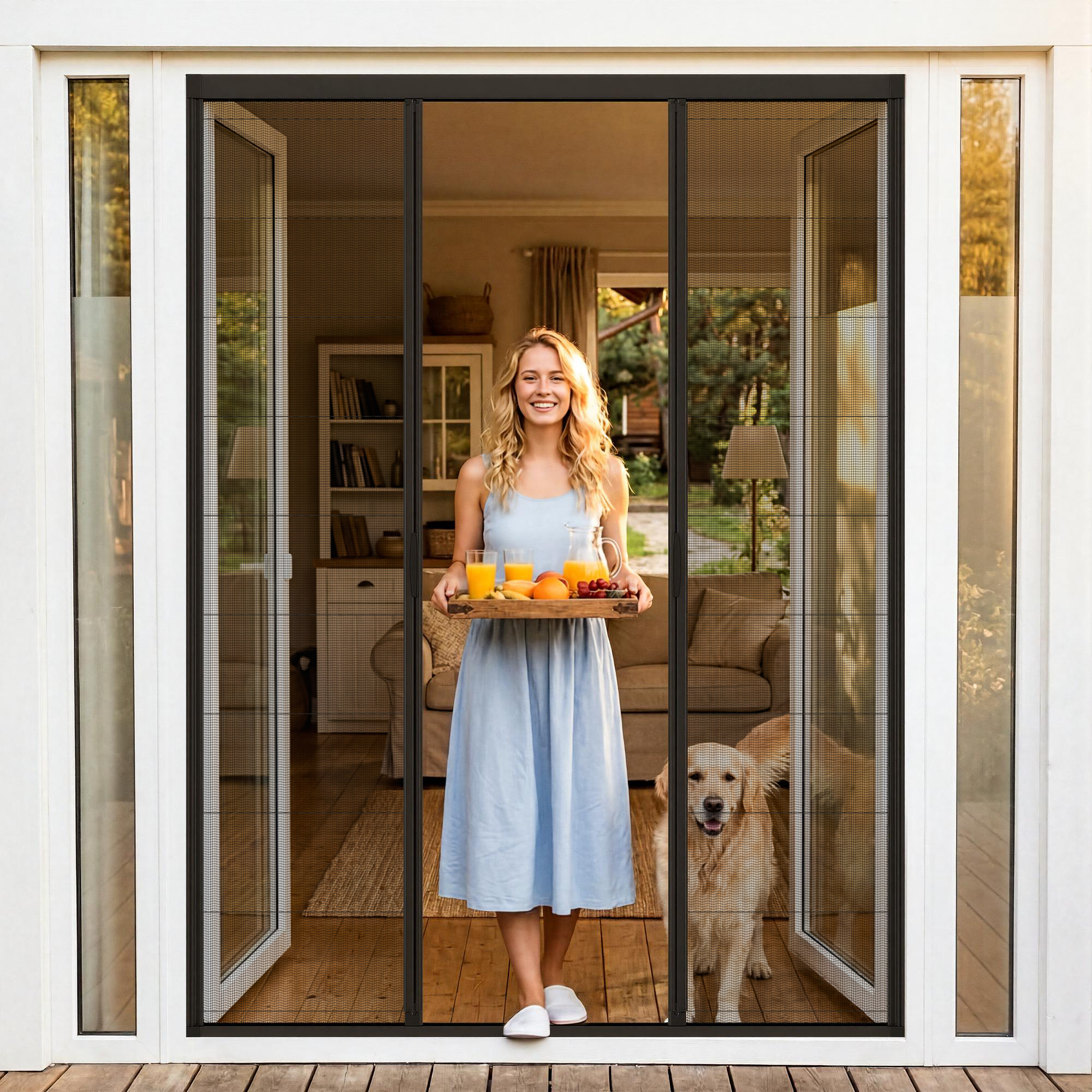 Pleated Screen Door 32 - Center Opening