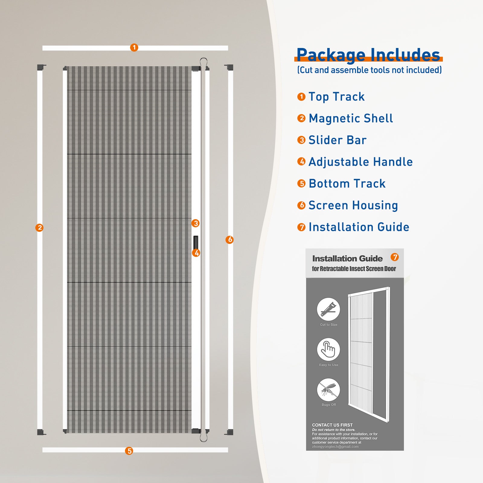 Customized Aluminum Retractable Screen Door Model 24
