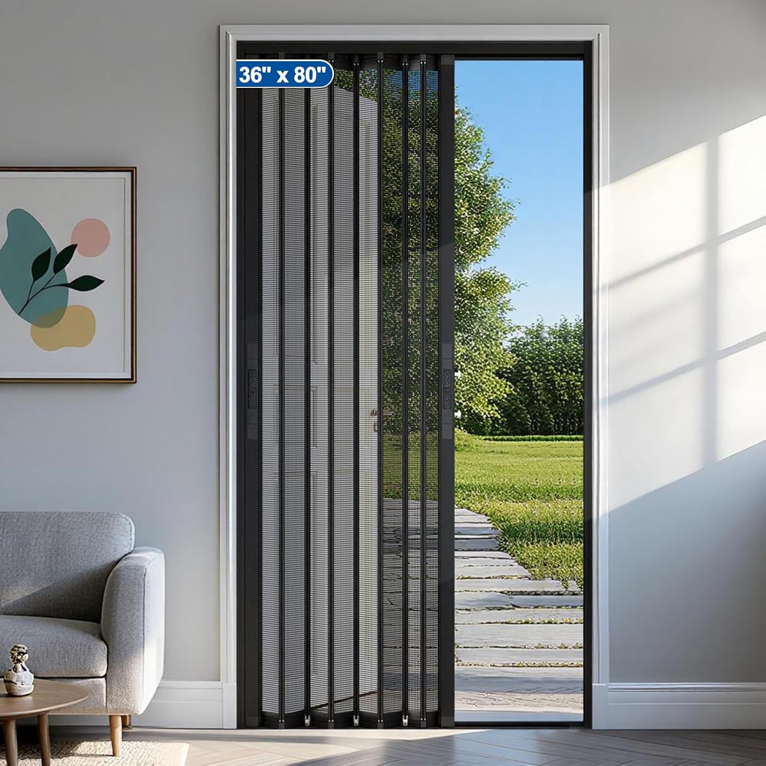 MAGZO Upgraded Aluminum Retractable Screen Door 3080 3280 3680