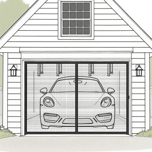 Customized Magnetic Garage Door Screen Hands Free with Roll Up Starps for Patio, Gym