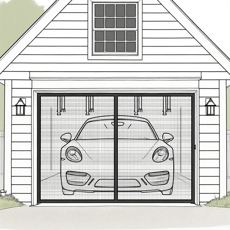 Customized Magnetic Garage Door Screen Hands Free with Roll Up Starps for Patio, Gym