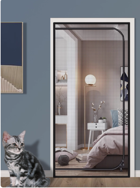 Customized Reinforced Cat Screen Door, Heavy Duty Pets Proof Screen Door with Bilateral Zipper, Prevent Dogs Cats Running Out from Home, Bedroom, Living Room, Patio Door