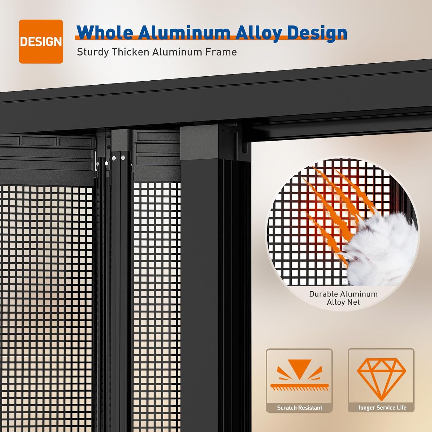 MAGZO Upgraded Aluminum Retractable Screen Door 3080 3280 3680