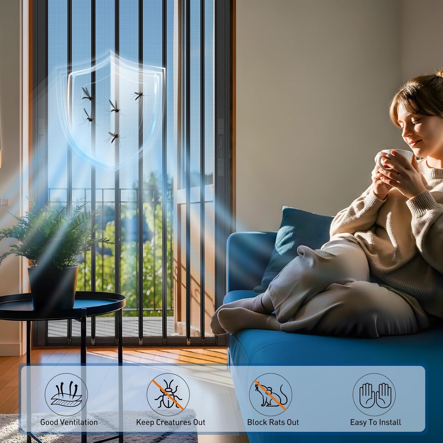 MAGZO Upgraded Aluminum Retractable Screen Door 3080 3280 3680