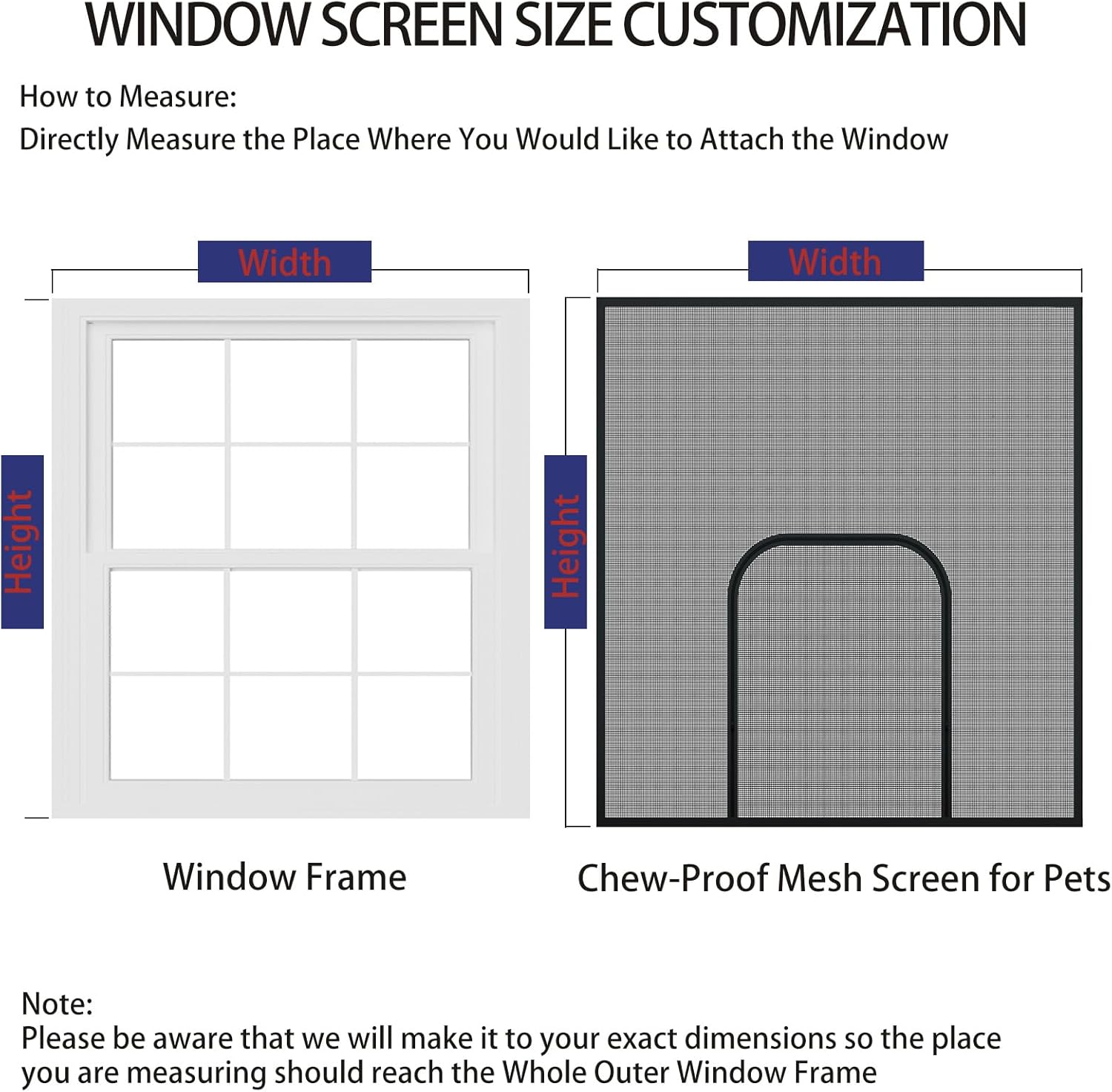 Custom Window Screen,Cat & Dog Claw Resistant Window Screen with a Zipper Opening