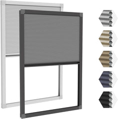 Custom Size Cordless Cellular Shades with Full Frame 100% Blackout Honeycomb Shades Pleated Blinds for Windows-Gray