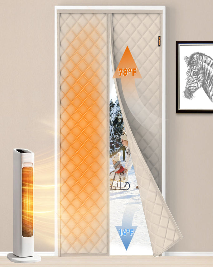 Customized Magnetic Thermal Insulated Door Curtain for  Any Doors, Porch  Door Covers to Keep Drafts Out and Keep Warm in Winter