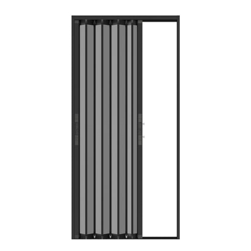 Custom foldable security screen door with double opening, durable aluminum mesh screen for front door and patio protection