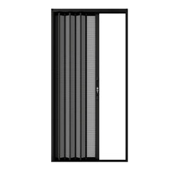 Custom retractable security door with pleated mesh, space-saving design, breathable and insect-proof for home and garage use.