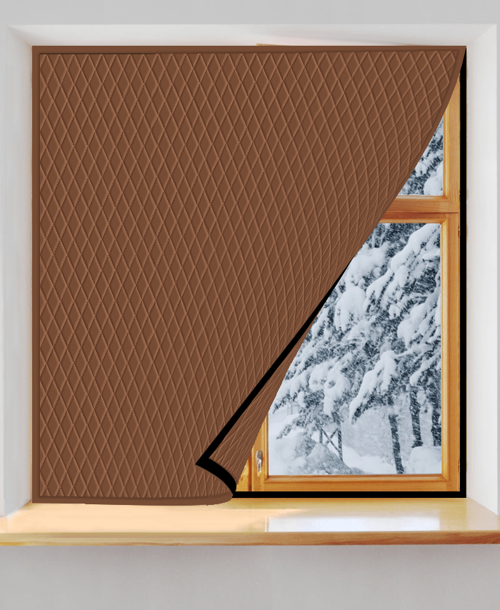 Custom Window Insulation Kit Thermal Insulated Curtain (Brown) - MAGZO