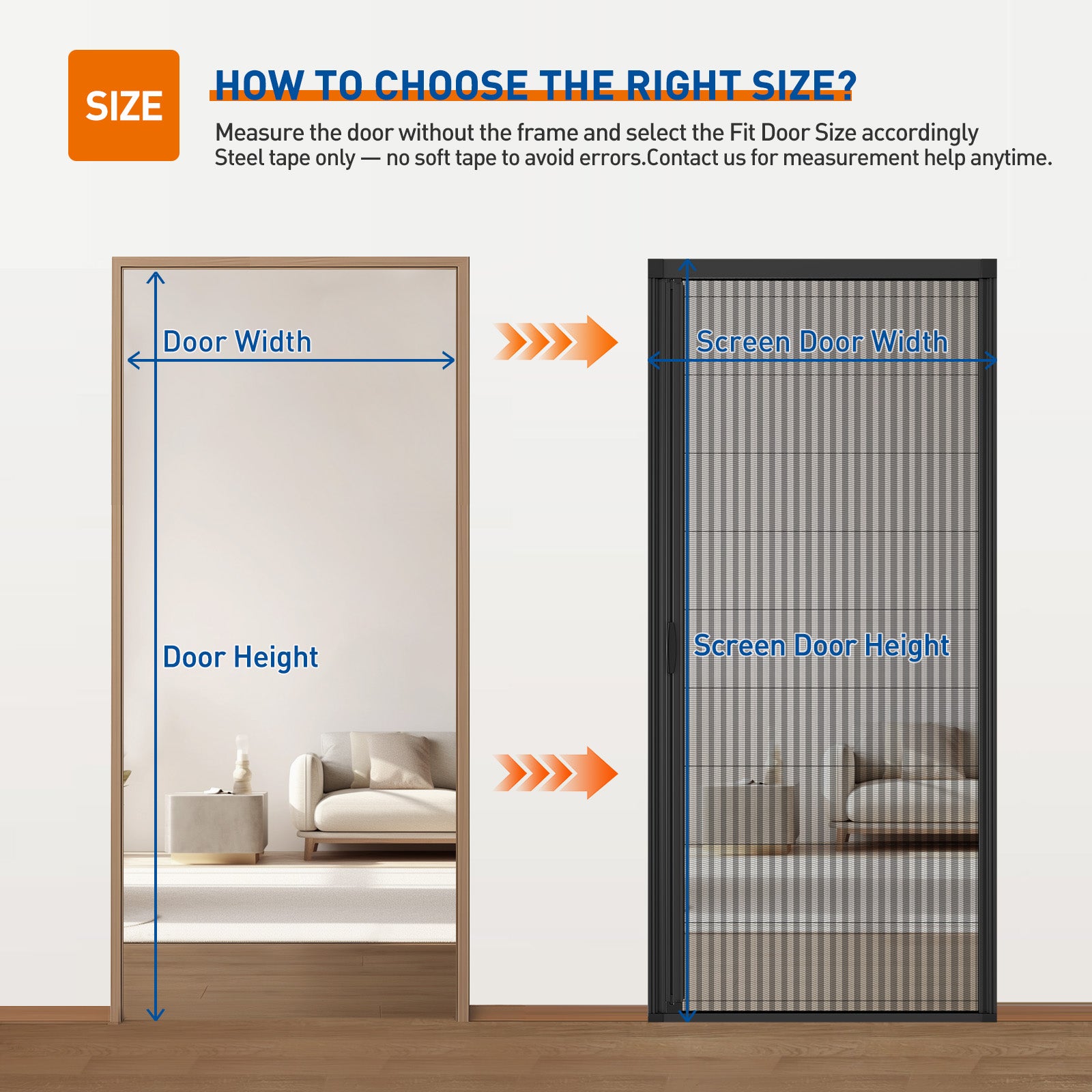Pleated Screen Door 32 - Single Opening