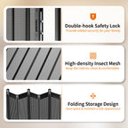 Custom foldable garage screen door with double-hook lock, high-density mesh and space-saving folding design for security and comfort.