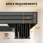 Minimum 3.6 inch clearance requirement diagram for foldable security screen door installation showing top view dimensions