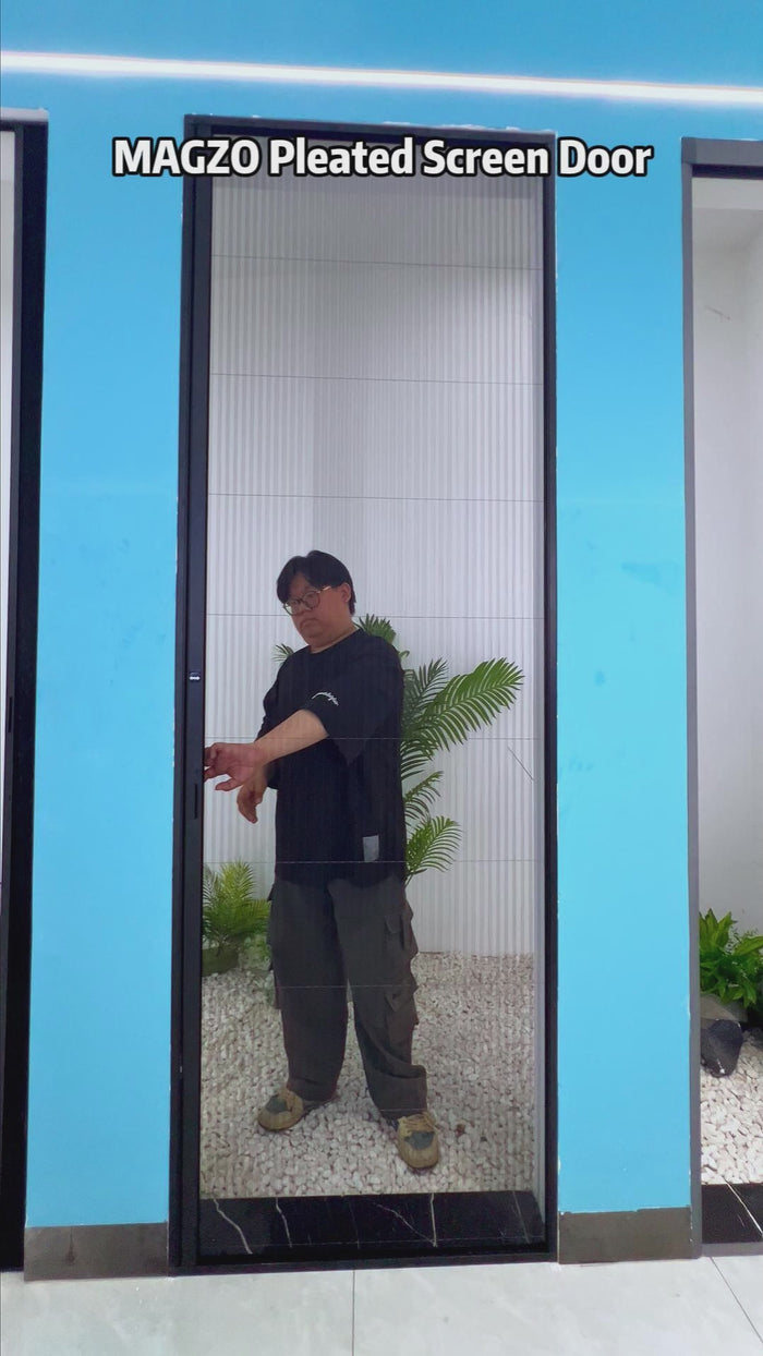 Folding screen door opens for fresh air and folds away to save space. #MAGZO #Screen #door #Pleated