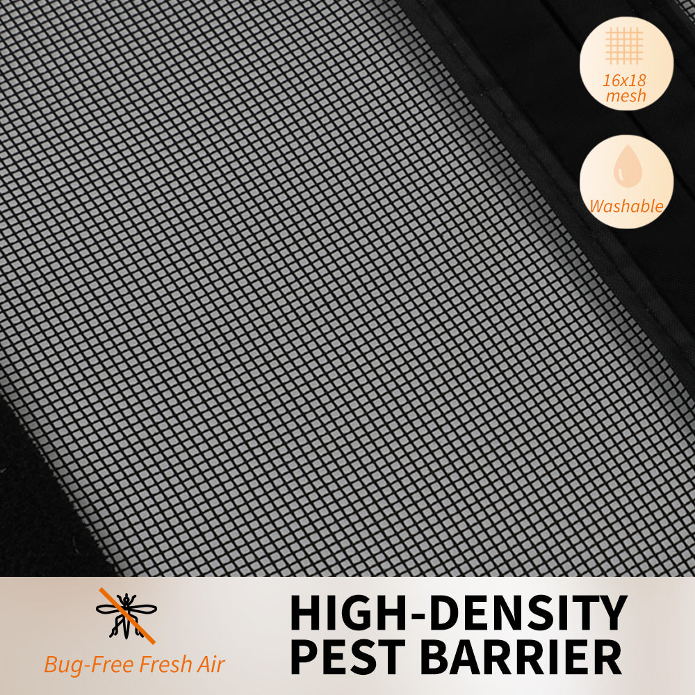 High-density mesh RV screen door with 16x18 netting, breathable, washable, and insect-proof.
