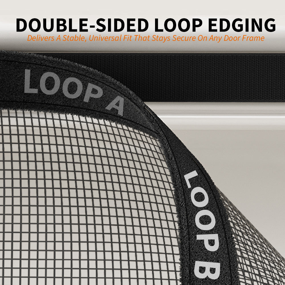 Custom side-open magnetic screen with double-sided loop edging for secure fit, easy installation and enhanced durability.